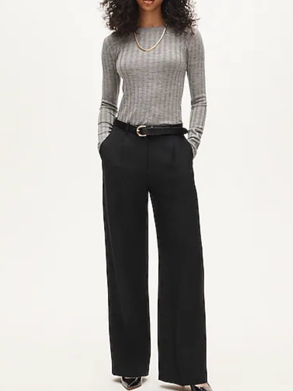 JCrew Super 120s Wool Dress Pants Size 8 Black Low Fit Tailored Flare Trousers